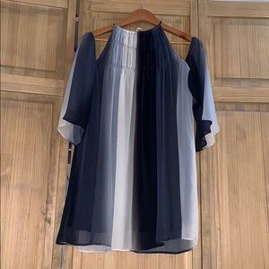 Blue Tone Open Shoulder Dress